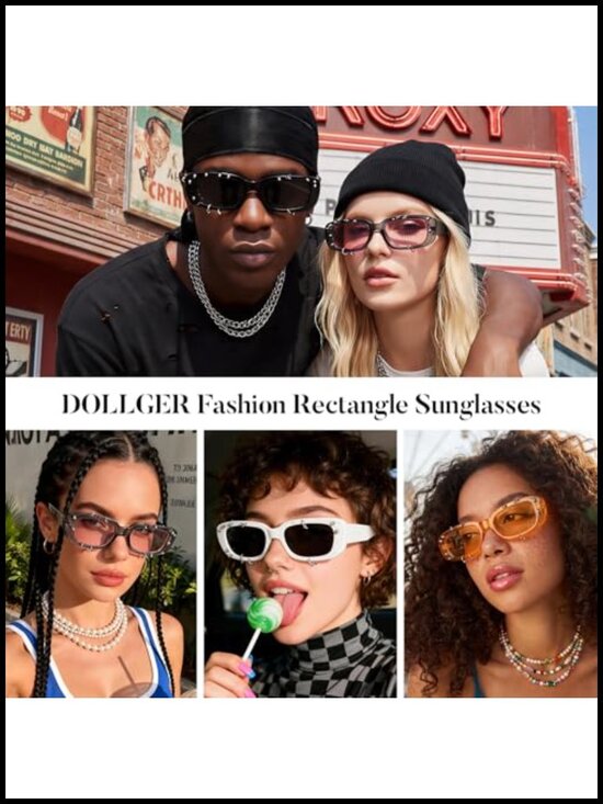 Y2K Studded Punk Square Rivet Rectangle Sunglasses
